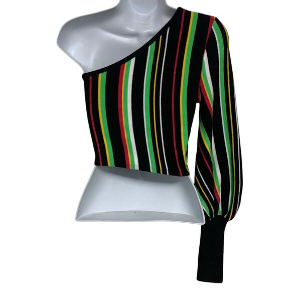 Fashion Nova One Shoulder Puff Sleeve Sweater Womens Size M - Picture 5 of 8